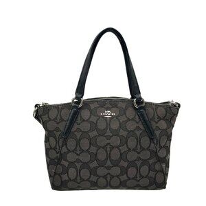 Coach Black And Grey Jacquard Canvas Mini Kelsey Satchel